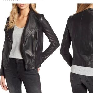 Chelsea28 Black Leather Moto Jacket Small S